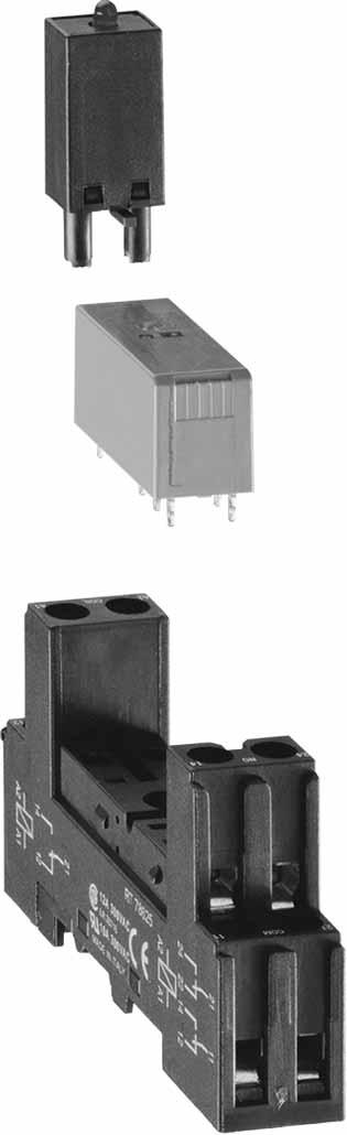 Plugable industrial relays Series RT, PT, MT Ordering details RT-Serie 1SVC 0 000 F 571 PT-Serie 1SVC 0 000 F 570 MT-Serie Mini industrial relays, PT series, pluggable 2 changeover contacts Type