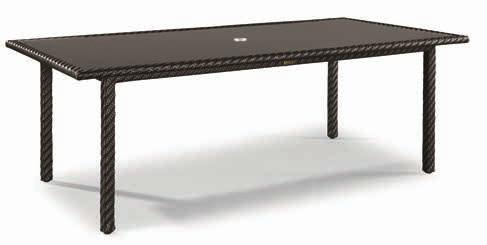 Tables standard with woven top and inset glass.