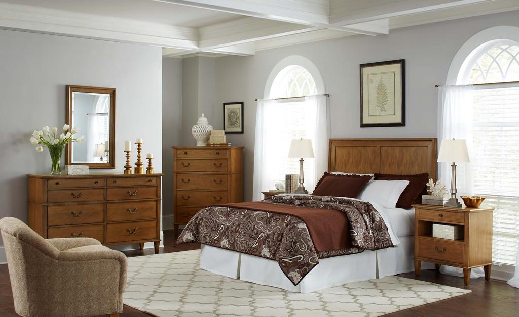 Master Bedroom B/C COLOR SCHEME: Coral (Qty. 1) 110-312 Queen Headboard (Qty. 2) 110-260 Nightstand (Qty. 1) 110-240 Chest of Drawers (Qty.
