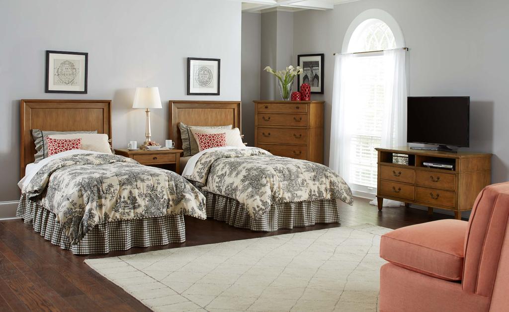 Guest Bedroom 1 COLOR SCHEME: Coral (Qty. 2) 110-313 Twin Headboard (Qty. 1) 110-260 Nightstand (Qty.