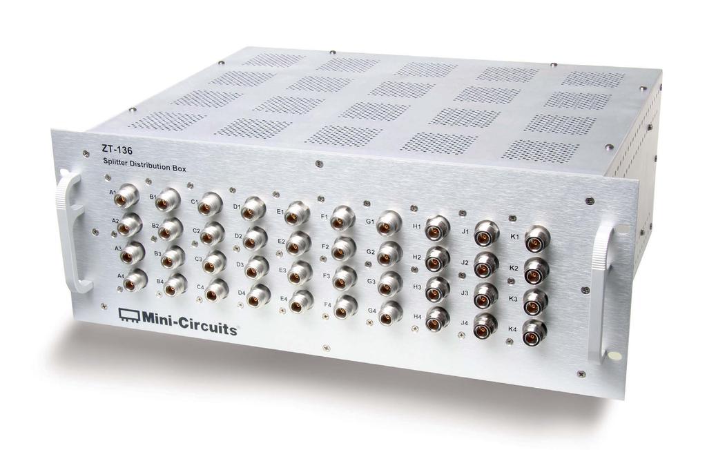 Model ZT-136 ZT-136 380-4600 MHz Multi-Channel RF Signal Distribution Splitter Rack Functional Description Equipped with ten 4-way power dividers, this splitter rack is most suited for receiving