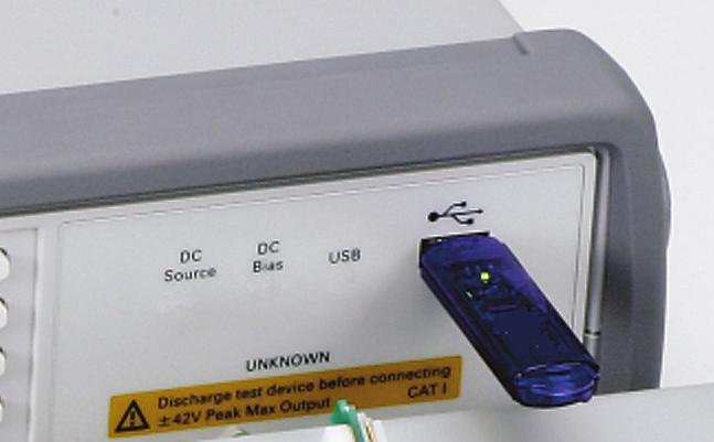 Example of use with USB storage device PC connectivity Standard GPIB/LAN/USB control interfaces provide a variety of paths for controlling the instrument.