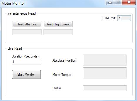 5.4 Position and Torque Monitor (Motor Monitor) The motor monitor window can be used to instantaneously or in real time read and update the motor absolute position and torque.