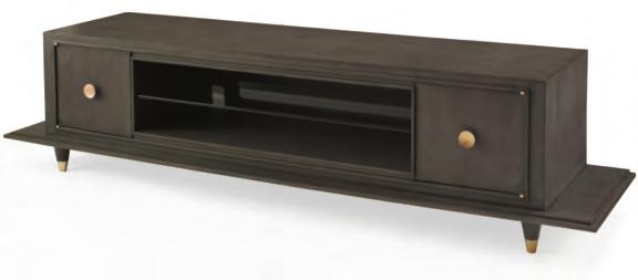 25 Single removable Tempered glass shelf and wire access in center.