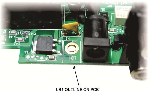 Locate the outline marked LB1 on the pc board.