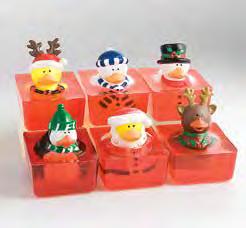 Each glycerin-based soap contains a holiday rubber duckie.