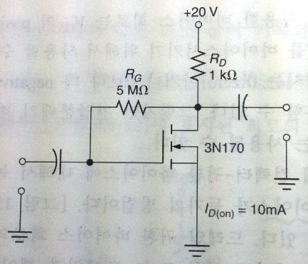[Ex. 13-3] For an E-MOSFET of #3N170 with I D(on) = 10 ma, Find out V DS and I D for the circuit below.