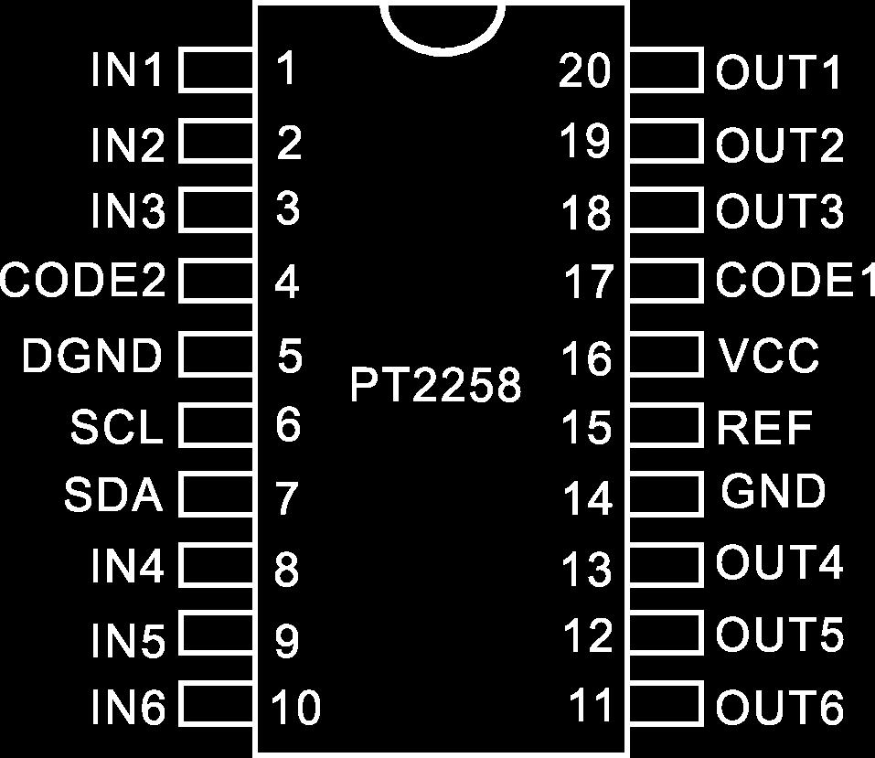 ORDER INFORMATION Valid Part Number Package Type Top Code PT2258 20 Pins, DIP,