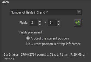 7. You can alter the number of fields of view to be scanned in the Area section and the number of fields of view on the macro image is automatically updated. 8.