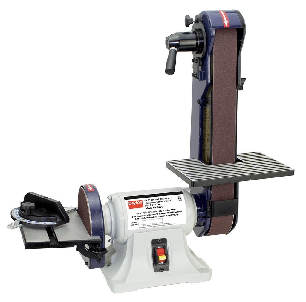 COMBINATION 2" X 6" BELT & DISC FINISHING MACHINE Dayton's direct drive combination belt and disc finishing machines grind, sand, finish, polish, deburr and contour all types of materials and parts.