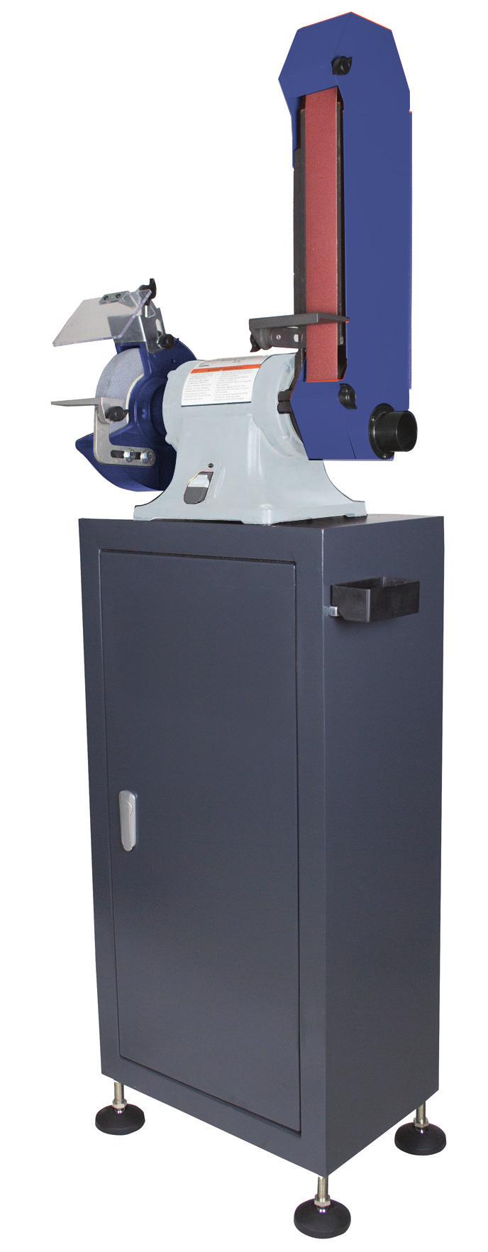 Shown with grinder (grinder not included) BENCH GRINDER PEDESTAL & DUST COLLECTION CABINET Cabinet design allows for bench and belt grinders to be securely mounted while only taking