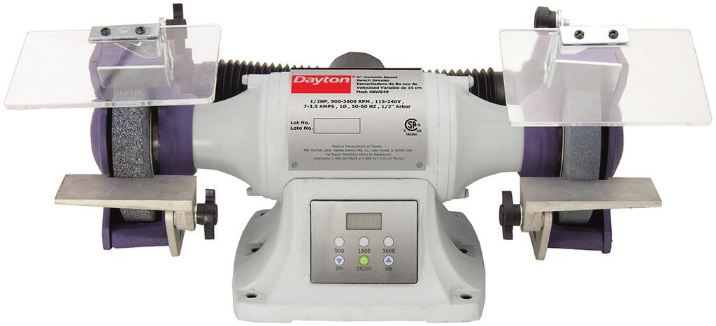 provide plenty of power at all speeds without any loss of rpm s at full load LED speed readout with soft touch on/off and variable speed control pad 3 hard speed switch settings 900 / 1800 / 3600 for