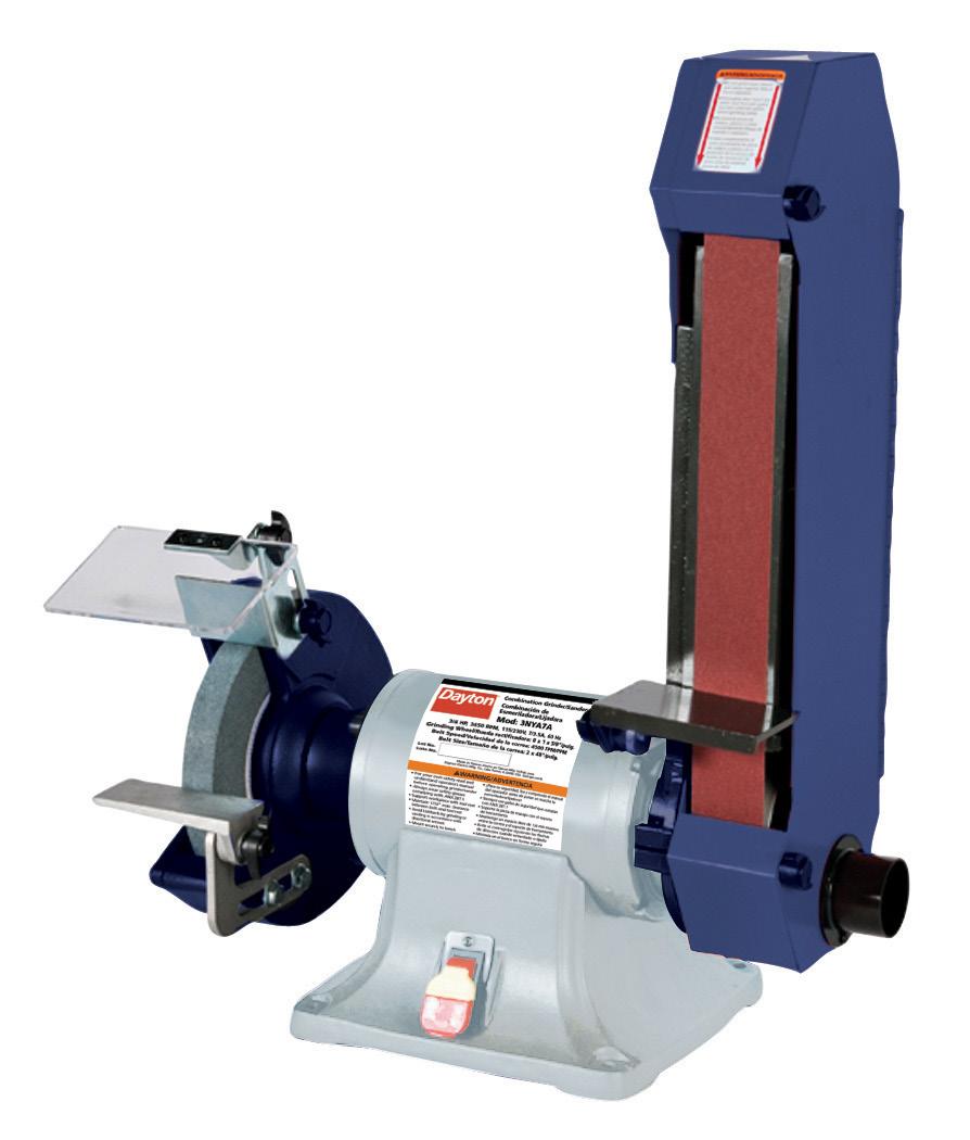COMBINATION HEAVY DUTY BENCH GRINDER & BUFFER Dayton's heavy duty bench grinder and buffer machine is designed to handle heavy stock removal to finishing and polishing operations.