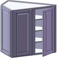 Specify the Right or Left end of the cabinet with two doors.  ncludes 3/4" adjustable shelving. Cabinet is 33-1/4" wide.