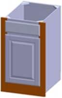 Extra Scribe On Base Cabinets Example: B18 with 1-1/2" scribe both sides & non-recessed to kick.