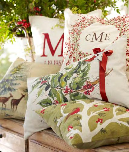 f g h j k PILLOW PERFECT Create instant holiday mood with a quick switch of pillow covers.