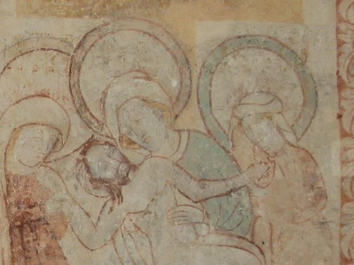 The original colour expression of the wall paintings has changed much since they were painted. The colours have faded or decomposed, so they no longer can be seen.