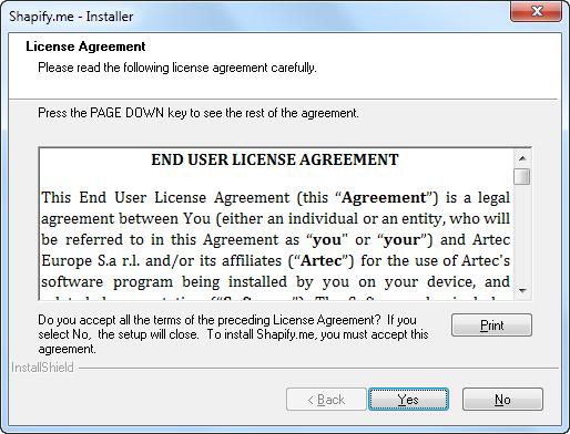 (a) License Agreement (b) The dialog prompting to install Kinect for Windows SDK Figure 2: Installation process 2. Prepare a scanning site in front of the device (figure 3b).