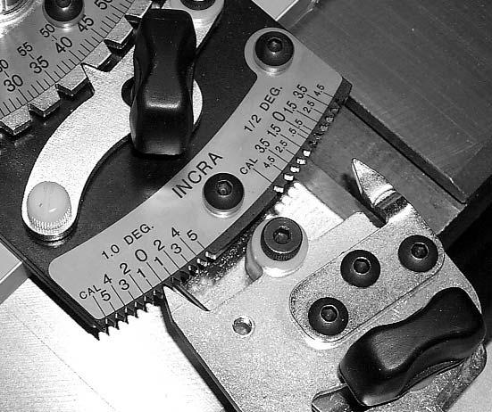 Engage add or subtract the tooth firmly in the 1 increment selected notch, then 3rd Tighten large clamping tighten the large knob and rear clamping knob and the thumb- rear screw thumbscrew, Fig. 1. Important: After completing your cut, return the rear 1st Loosen rear thumbscrew setting to the 0 notch.