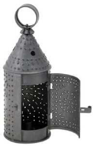 Punched tin lanterns allowed lit candles to be transported from place to place without the risk of the candle being blown out.