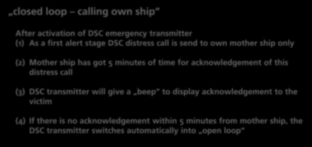 this distress call (3) DSC transmitter will give a beep to display acknowledgement to the victim (4) If there is no