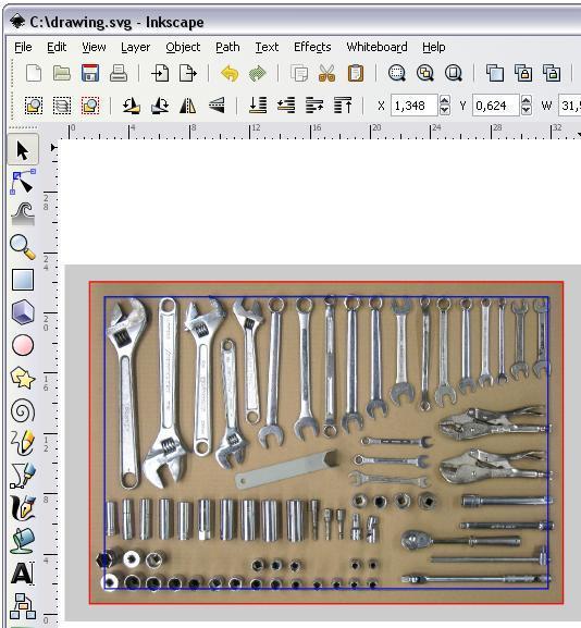 4. Verifying the space around the tools 4.1. Select the first rectangle you created which surrounds the entire tool layout. 4.2. Copy the rectangle and use CTRL+C (COPY) followed by CTRL+V (PASTE). 4.3.