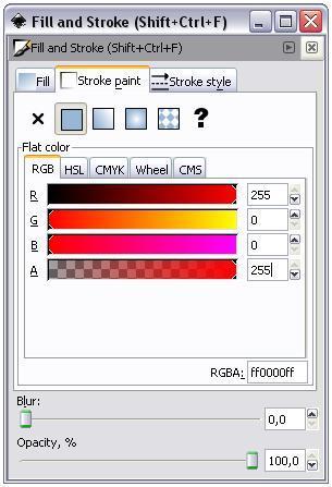 3.7. In the ''FILL AND STROKE'' menu, click on the ''STROKE PAINT'' tab, click the to assign a contour colour to the rectangle.