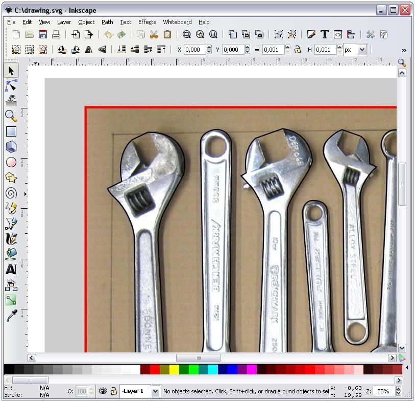 4.4. Once the drawing of the tools is completed, it may be appropriate to enlarge each tool outline. This will provide a little bit of extra space around each tool.