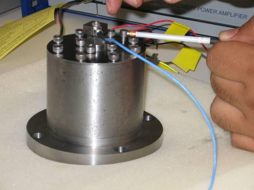 Figure 3. Assembled Fast Tool Servo on foam By performing the free-free test first, the accuracy of the model could be validated with no external damping sources and no non-linear boundary conditions.