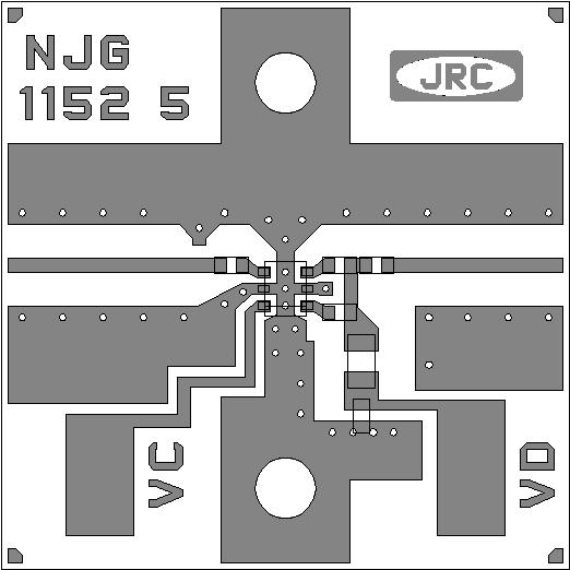 NJG12KA1 APPLICATION CIRCUIT (Top view) RF IN C1.1u 4 3 C2.1u R1 18k RFIN RFOUT2 GND Bias Circuit 2 GND V CTL 6 Logic Circuit 1 L2 18n C3.1u RF OUT VCTL 1pin Index RFOUT1 R2 68 L1 47n C4.