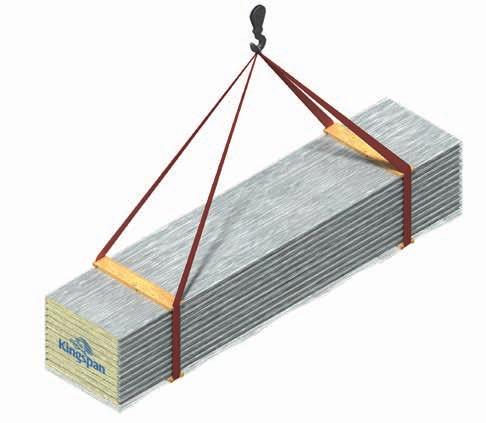 4: Panel Handling 4.2 Panels Handled by Crane 4.2.1 The recommended crane lifting method is to use nylon straps positioned at a minimum of two points along the length of the bundle.