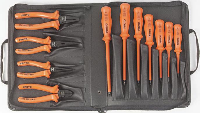 CUSHION GRIP SCREWDRIVERS, INSULATED TOOLS SET NO. 9511 11 PC. INSULATED TOOL SET Tested to 10,000 Volts, Rated to 1000V AC/1500V DC. Convenient zipper case for storage and transport.