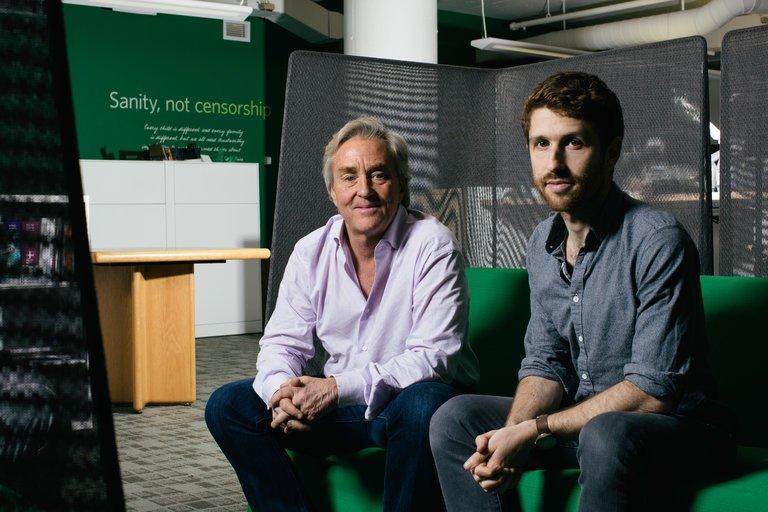 Early Facebook and Google Employees Form Coalition to Fight What They Built By NELLIE BOWLES FEB. 4, 2018; NY Times Photo Jim Steyer, left, and Tristan Harris in Common Sense s headquarters.