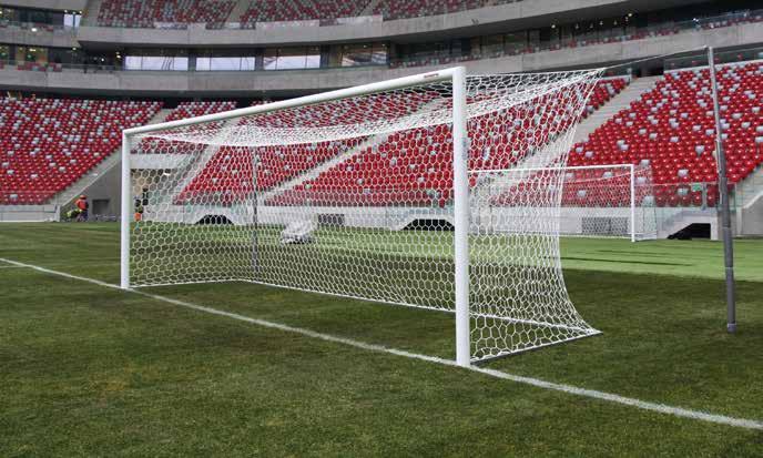Football Goals 7,32x2,44 m 120x100 mm Professional aluminum football goals 7,32x2,44 m Made of special oval aluminum profile 120x100 mm with double reinforcing ribs.