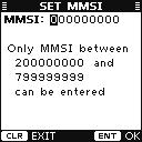 PREPARATION MMSI code setting (Continued) r Push [ENT] to enter the MMSI code setting mode. t Push [ ] or [ ] to input the specific 9-digit MMSI code. Push [ ] to move the cursor forward.