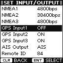 q Push [ ] or [ ] to select NMEA1 or NMEA. NMEA1 : Used for communication between the transponder and a transceiver or a GPS receiver.