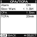 MENU MODE OPERATION Menu mode items D CPA/TCPA (Continued) CPA, TCPA Enter CPA (Closest Point of Approach) and TCPA (Time to CPA) values.