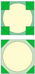 Trim the appliqued squares to 11½" x 11½" square, centering the circle. 2. Sew a Block A between 2 Block B s to make Row 2. Repeat to make Row 4. Press seams toward Block B. 3.