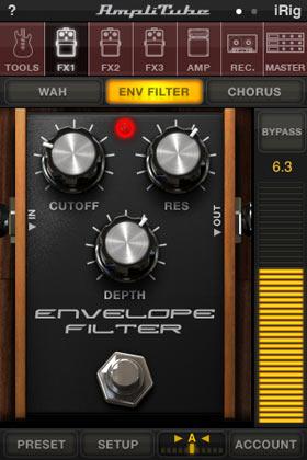 Envelope Filter This is the signature funk sound. Effective on both guitar and bass it applies a timbre filtering on your parts that automatically follows what you're playing.