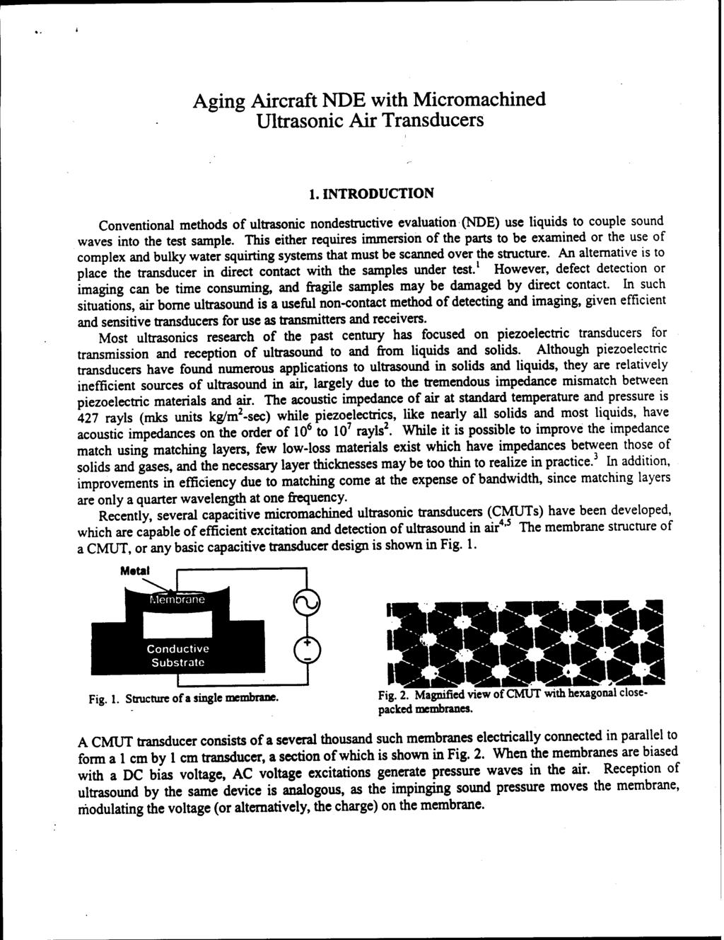 Aging Aircraft NDE with Micromachined Ultrasonic Air Transducers 1.