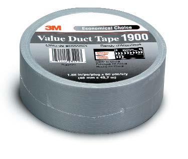 1900 VALUE DUCT TAPE Add cost-effective 3M Value Duct Tape 1900 to every tool box and