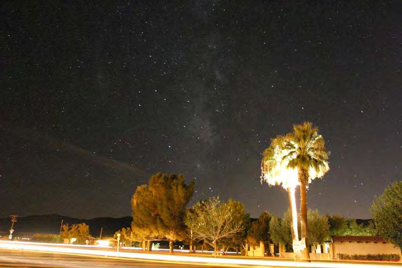 Night Sky from Downtown Borrego Springs Despite the uplighting on the palm trees the Milky Way, is easily visible
