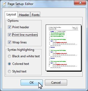 o If you want to print your script, you can set the page layout to print