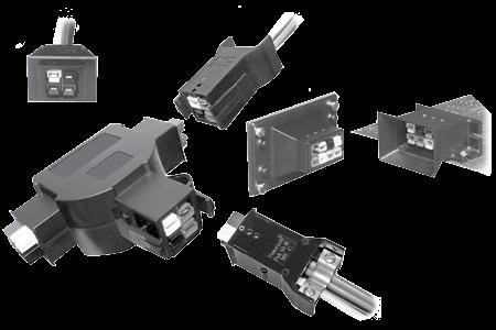Powerpole Pak Connectors - PP15 to PP45 Snap-in Plug shell with latch Blindmate Powerpole Pak connector shells enclose stacked groupings of PP15-45 sized housings in a durable black shell for a