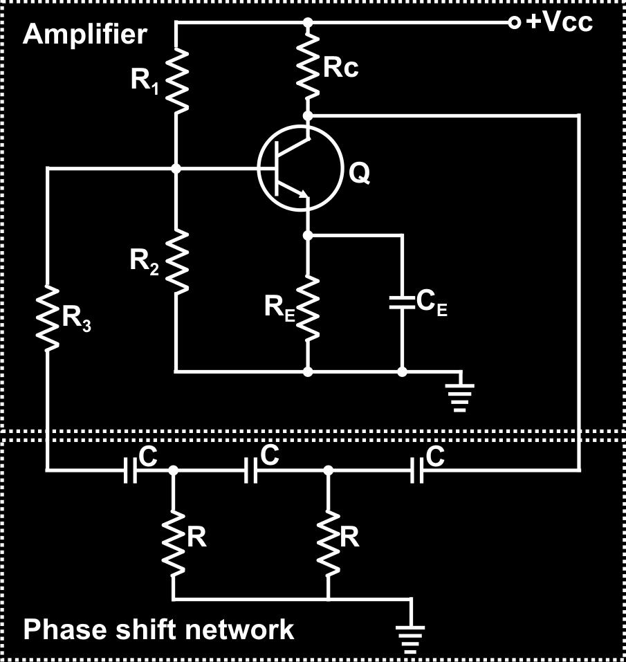 variation in voltage of dc power supply. This variation in base current is amplified in collector circuit. The output of the amplifier is supplied to an R-C feedback network.