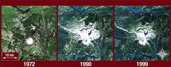 5 July 29, 1972 Landsat 1 MSS bands 7, 4, 2 September 22, 1990 Landsat 5 TM bands 3, 2, 1 September 22, 1999 Landsat 7 EMT+ bands 3, 2, 1 The three true-color composite images above show eight years