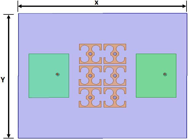The electromagnetic properties of the EBG unit cell can be described using Lumped-circuit elements like capacitors and inductors shown in figure 4.
