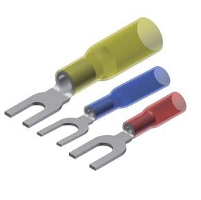 TYPE YHSA-F HYDENT HEAT SHRINK FORK TONGUE TERMINALS For Use on Copper Conductor Standard crimp terminals leave the wire exposed allowing in moisture or other contaminants which can result in
