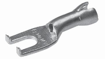 TYPE YAV-Z HYLUG Uninsulated Compression Terminal Fork Tongue with Shroud Seamless The type YAV-Z HYLUG terminal is a seamless heavy duty uninsulated compression fork tongue terminal with a shroud