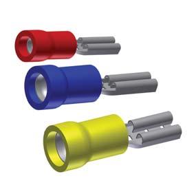 TYPE QP-F FINGRIP VINYL INSULATED FEMALE QUICK DISCONNECTS Material: Tin-Plated Brass 600 Volts Max., 105 C Max.